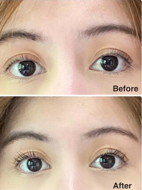 เปรียบเทียบก่อนและหลังปัดมาสคาร่า